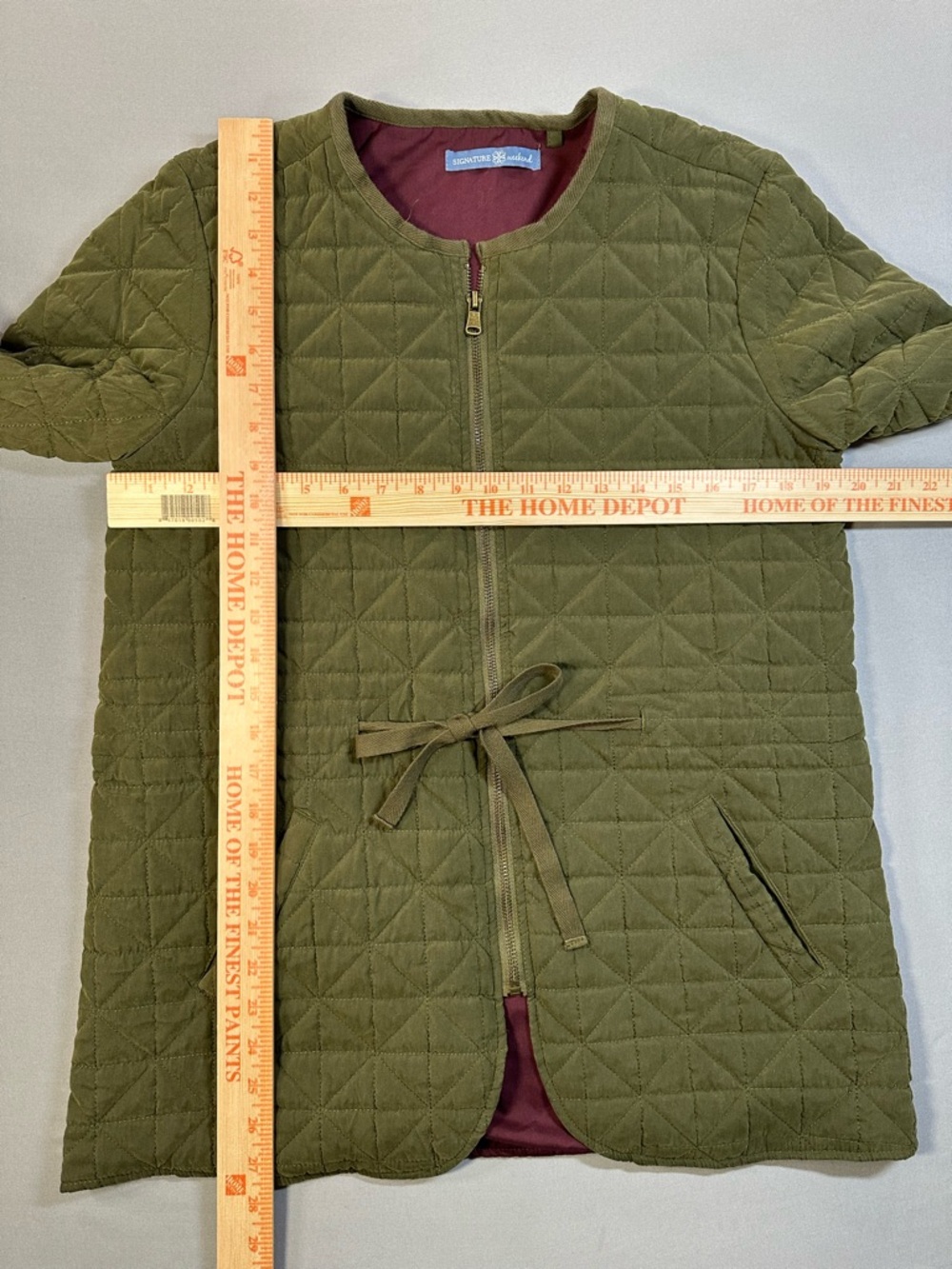 Signature Weekend Quilted Collarless Jacket, Cinch-Tie Waist - Womens Medium - Picture 12 of 12